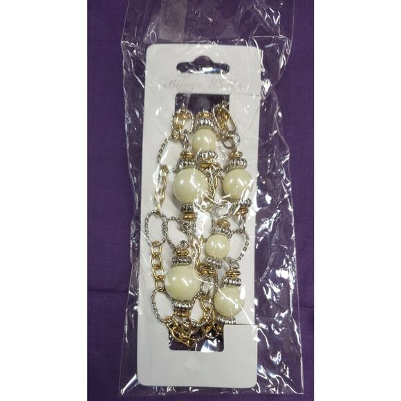 Bijoux Stella Multistrand Mixed Metals Faux Pearl Bracelet, NWT - Picture 12 of 12